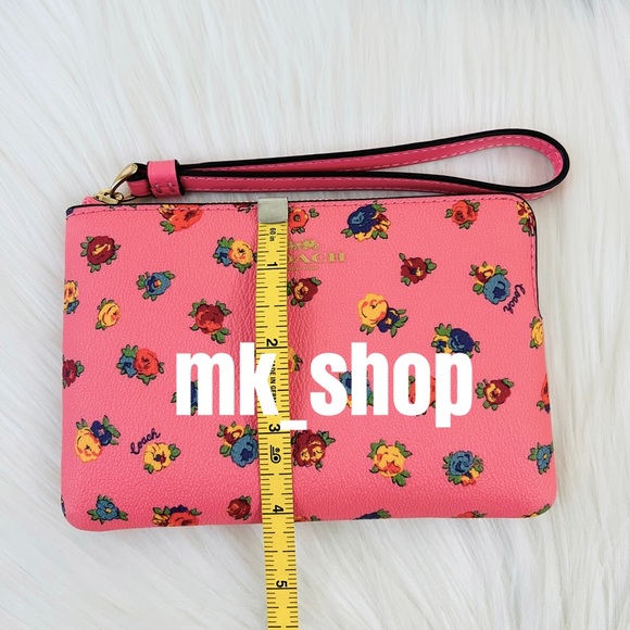 COACH Mini Vintage Rose Print Corner Zip Wristlet - Picture 11 of 15